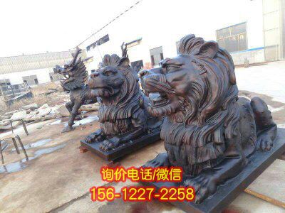 仿真不銹鋼獅子雕塑，酒店景觀點綴