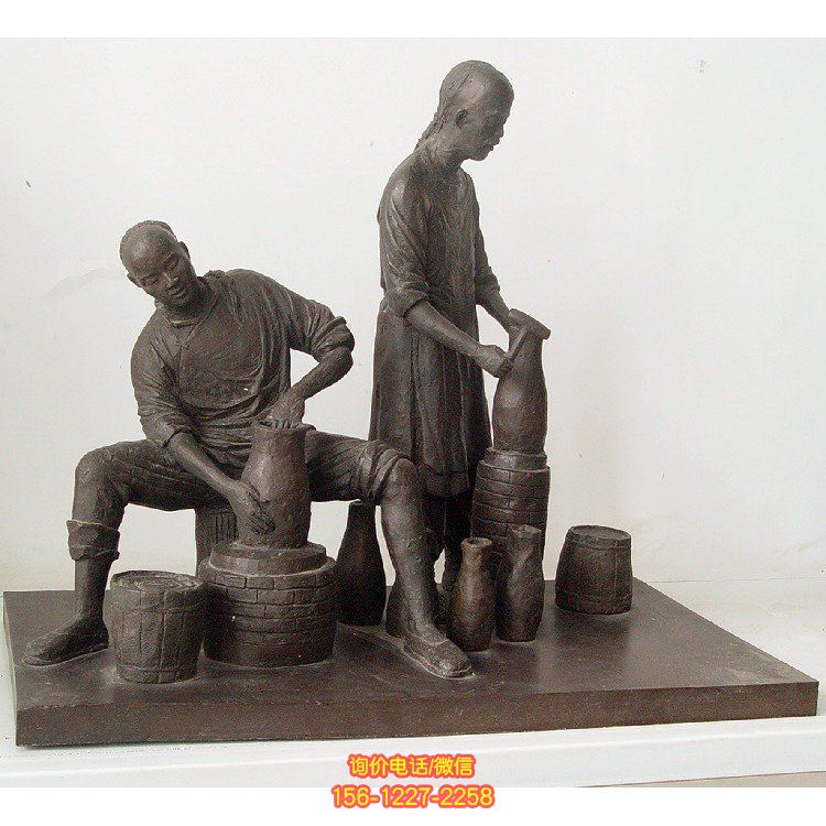 陶瓷主題人物雕塑，廣場景觀仿銅戶外園林大型人物景觀雕塑