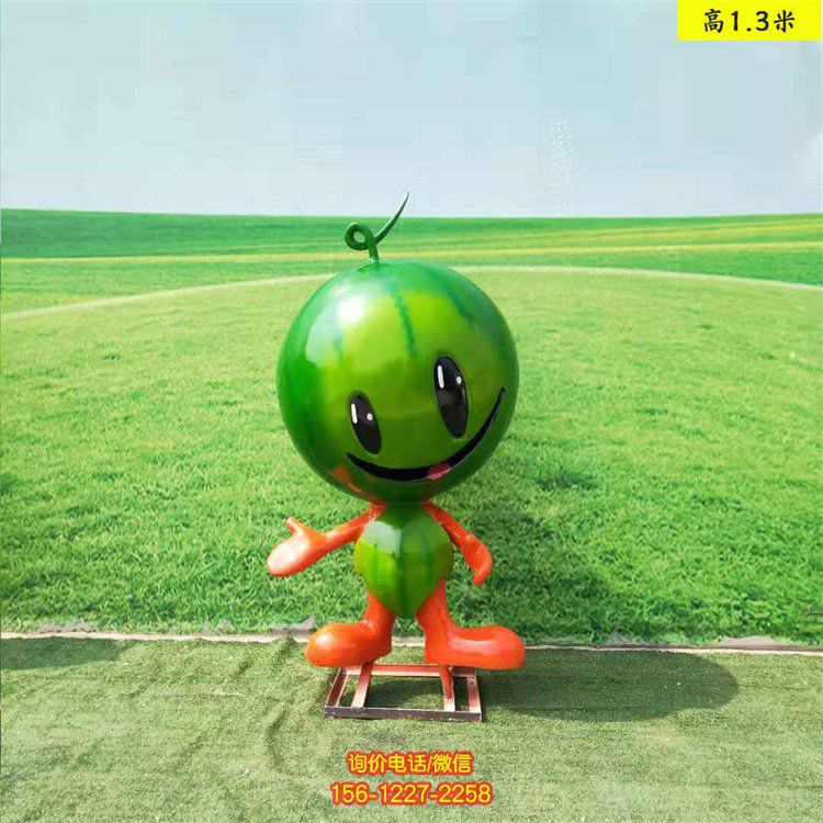 農場擺放玻璃鋼卡通西瓜公仔雕塑