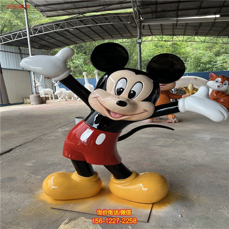 米老鼠玻璃鋼卡通人物雕塑，幼兒園游樂園動漫人物擺件