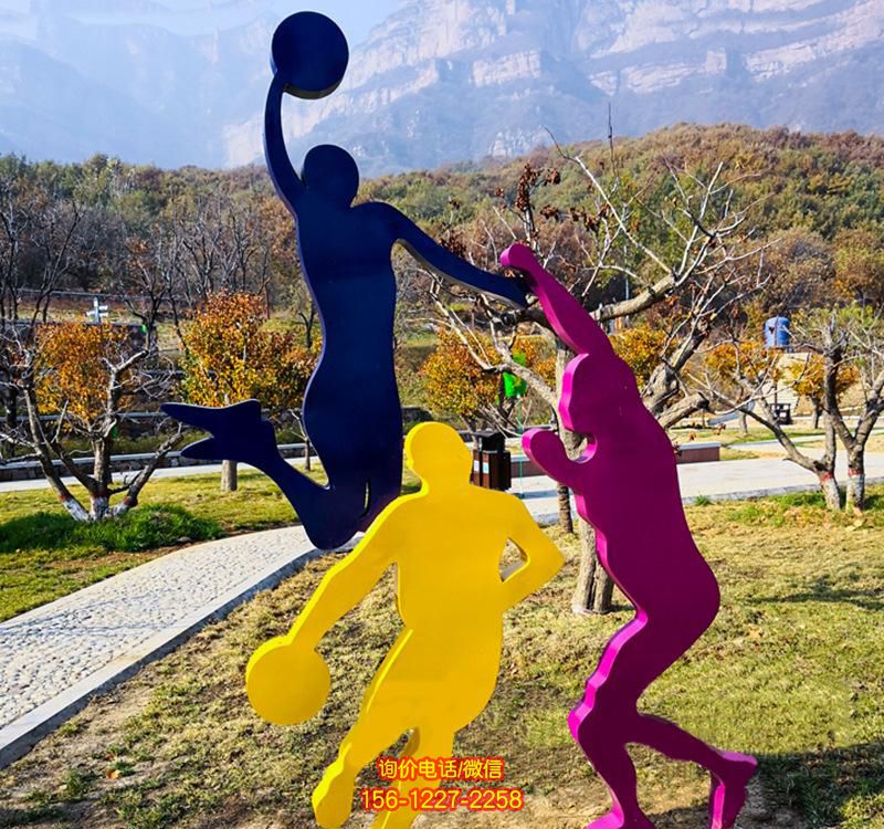 公園擺放剪影不銹鋼打籃球運動人物雕塑 公園擺放剪影不銹鋼打籃球運動人物雕塑