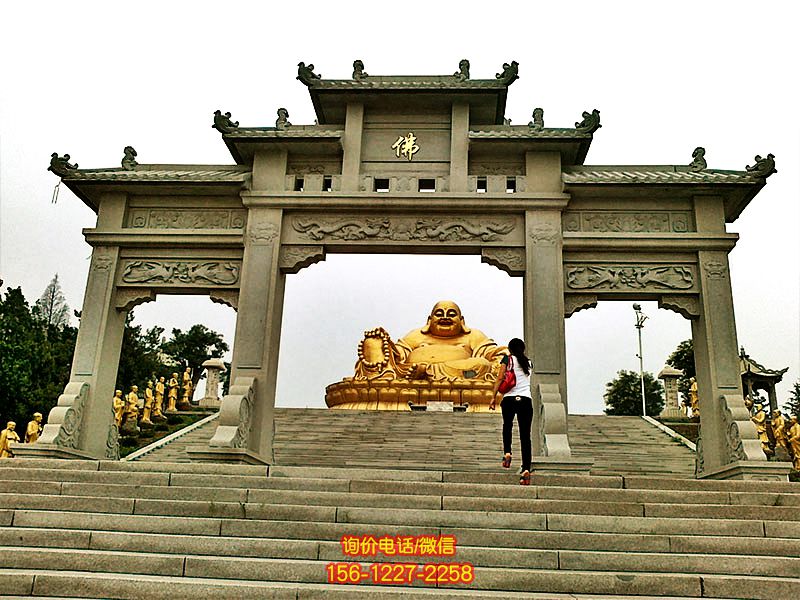 花崗巖佛教寺院三門(mén)石雕牌坊