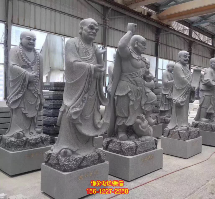 十八羅漢系列佛像，花崗巖18羅漢像