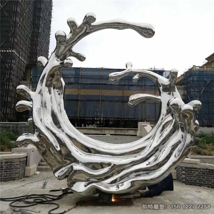 大型不銹鋼浪花雕塑定做，不銹鋼水滴浪花雕塑