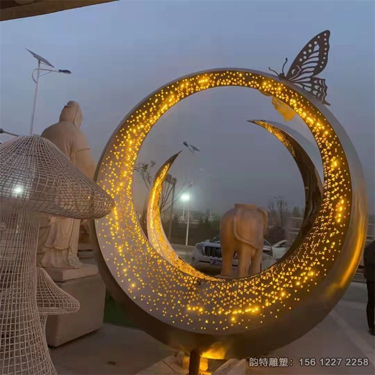 不銹鋼月亮圓環雕塑84