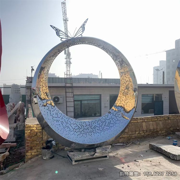 不銹鋼月亮圓環雕塑230