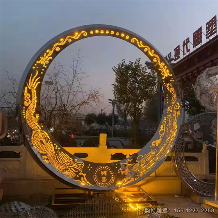 不銹鋼月亮圓環雕塑86