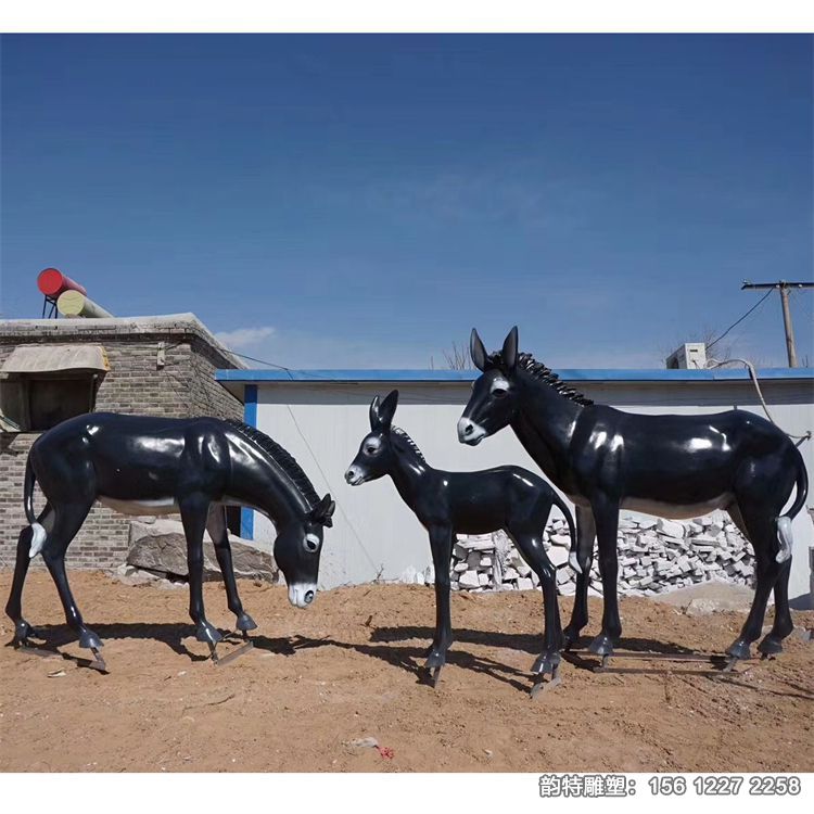 仿真毛驢雕塑，玻璃鋼仿真動物雕塑