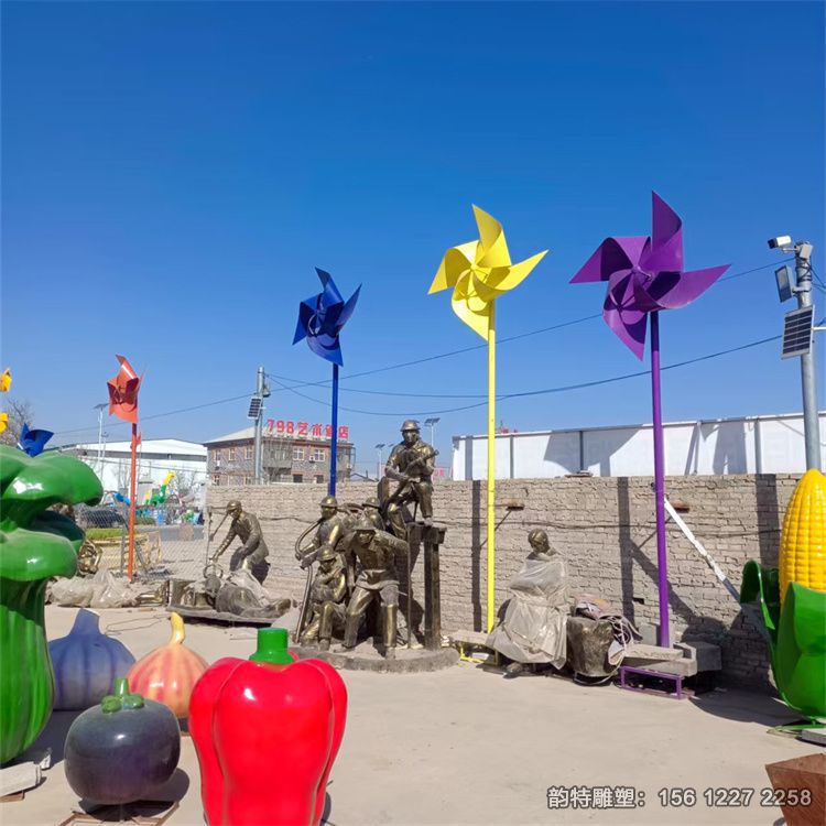 不銹鋼風車雕塑 幼兒園彩色風車雕塑