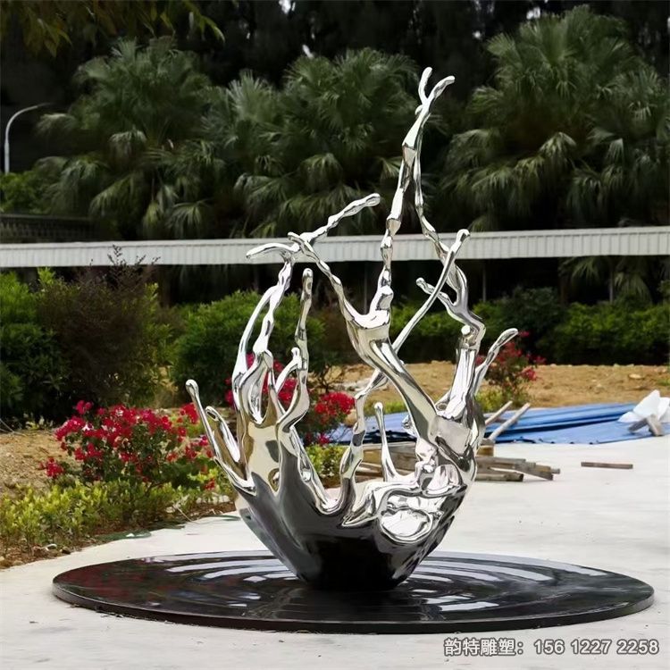 鏡面浪花雕塑 不銹鋼水景海浪圖片